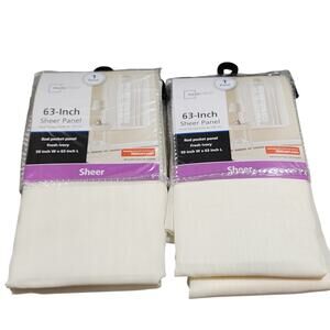 Mainstays 63-Inch x2 Fresh Ivory Sheer Rod Pocket Panel Curtains  59"Wx63"L NIP